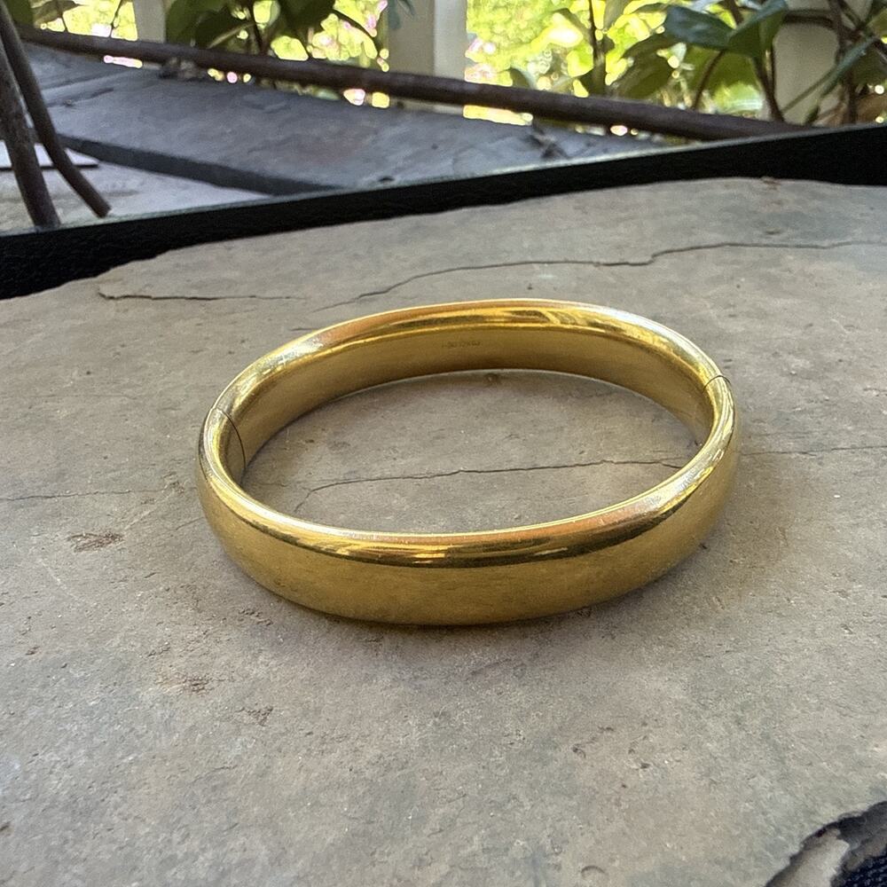 Vintage Carl Art Gold Filled Hinged Bangle Bracelet Sliding Safety Bar CA Arrow